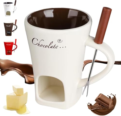 Reviews de Fondues de chocolate que Puedes Comprar On-line. 42 Taza para Fondue de Chocolate con Tenedores,Taza para Derretir Chocolate,Juego de Calentadores de Mantequilla de Cerámica,Taza para Derretir Queso,Fondue Calentada con una Velita...