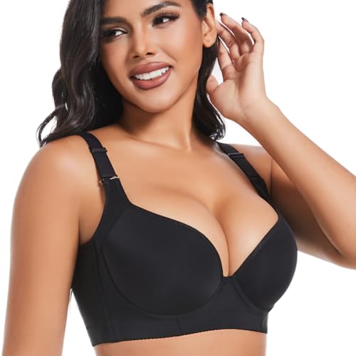 Plus Size Push Up Bras for Women Hide Back Fat Smoothing Bra Underwire Support Bras 34B to 46DD3
