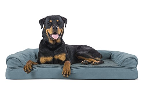 Image of Furhaven Orthopedic Dog Bed for Large Dogs w / Removable Bolsters & Washable Cover, For Dogs Up to 95 lbs - Plush & Suede Sofa - Deep Pool, Jumbo /XL