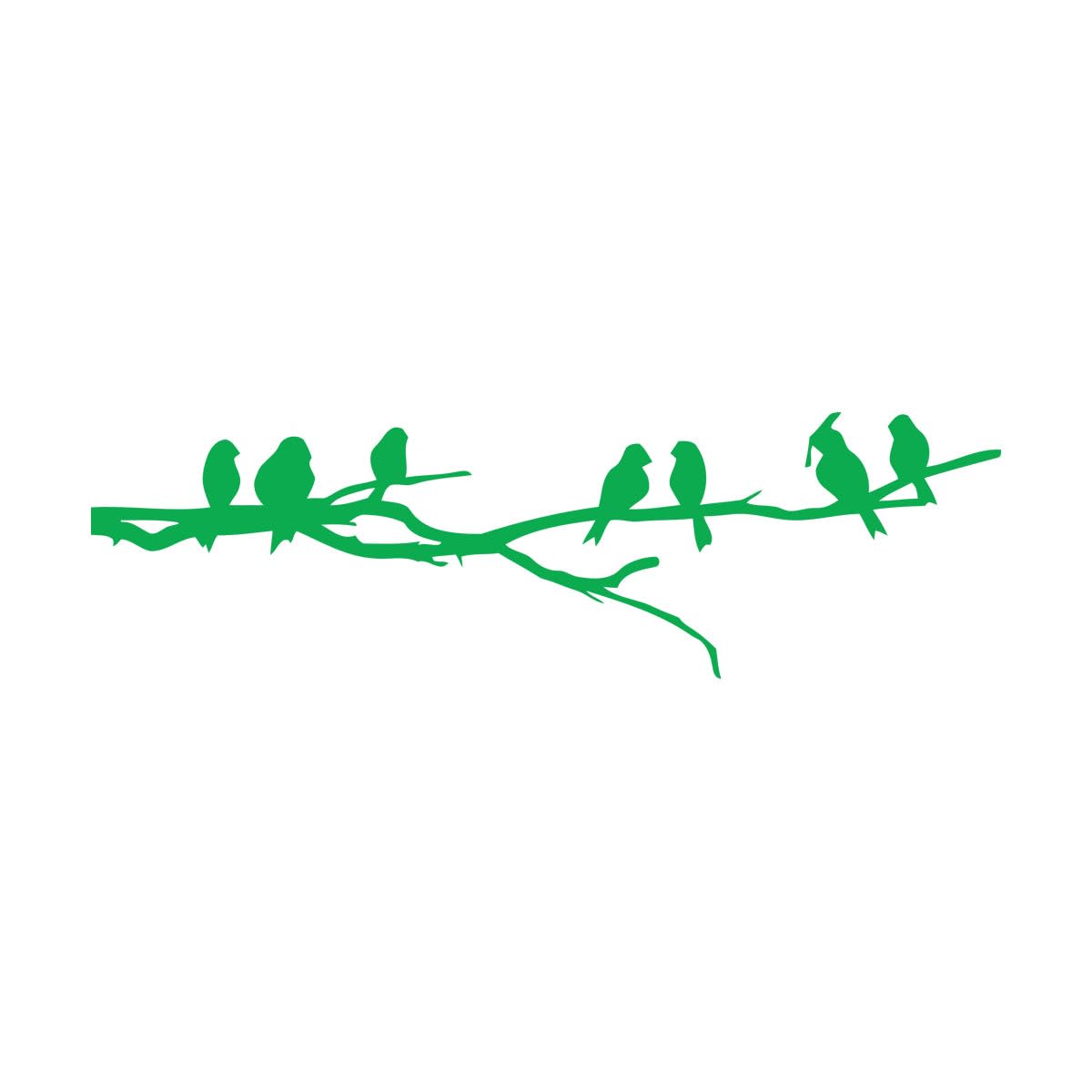 Wall Stickers Birds Branch Natural Fauna 33x110cm Removable Without Leaving Glue Large Green