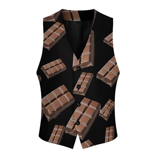 Chocolate Bar Trendy Vest Suit for Men V Neck Formal Dress Waistcoat Vests Business Slim Fit3