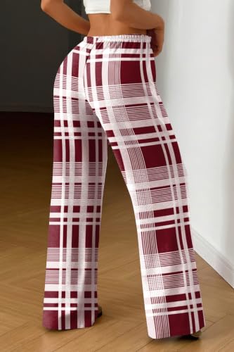 Image of Ekouaer Women Pajama Pants Comfy Pj Bottom with Pockets Stretch Plaid Sleepwear