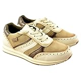 amarpies - Zapato Tipo Sneakers de cordón elástico 369405 Sintético Mujer Color: Arena Talla: 38