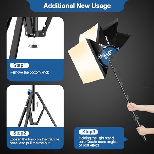 EMART Softbox Lighting Kit, 16"X16" Soft Box, 3000K-6000K 85W LED Bulbs with Remote, 65" Tripod, Professional Softbox Photography Lighting Kit for Studio Lights, Portrait, Video Recording(1PACK) - Thumbnail 4