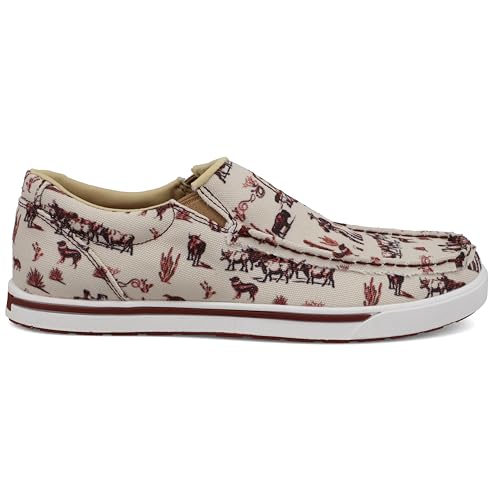 Image of Twisted X Women's Slip-On Kicks, Moc Toe, Maroon & Ivory, 11 M