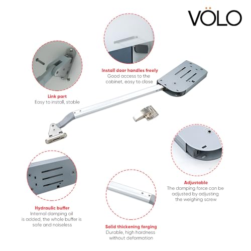 Image of Volo Hydraulic Bi-Fold Pneumatic Two Door Cabinet Hinge Support Lift Up, Verticle Two Door Pneumatic Mechanism Hinges.