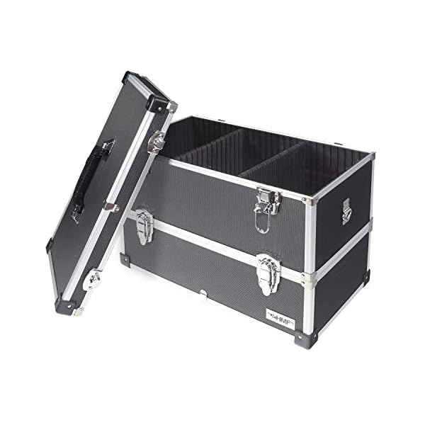 HMF 14660-02 Alu Werkzeugkoffer leer, 2 Etagen, 44 x 32,5 x 24 cm, schwarz