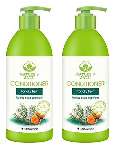 Nature's Gate Tea Tree and Sea Buckthorn Calming Conditioner (Pack of 2) With Safflower, Tea Tree, Jojoba, Borage, Balm Mint, Matricaria, Nettle, Rosemary, Hops and Watercress, 18 Fl. Oz. Each