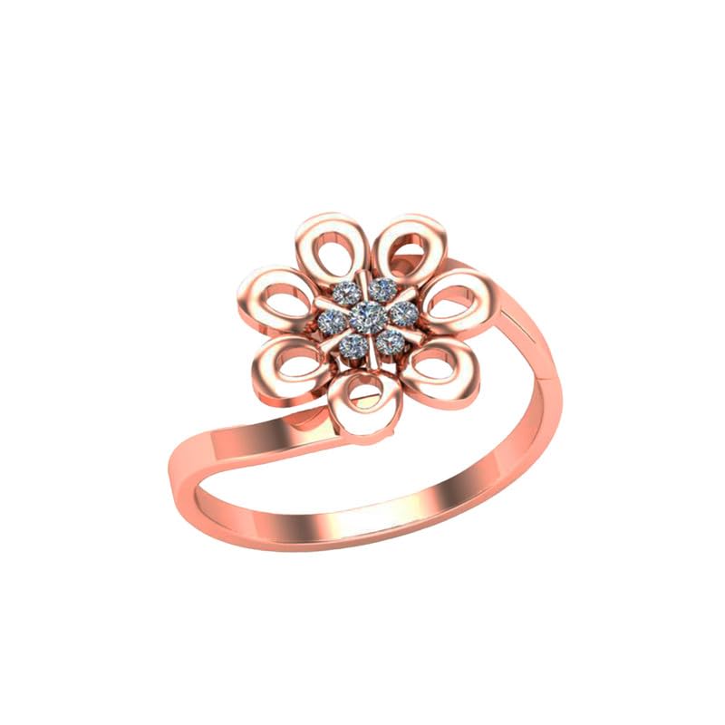 Image of DISHIS 18K /14K Rose Gold Diamond Flower Ring for Women