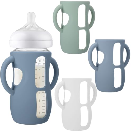 Image of BUSOHA 3 Pack Silicone Sleeves for Avent Natural Glass Baby Bottles - Anti-Breakage Bottle Holder, Compatible with Avent