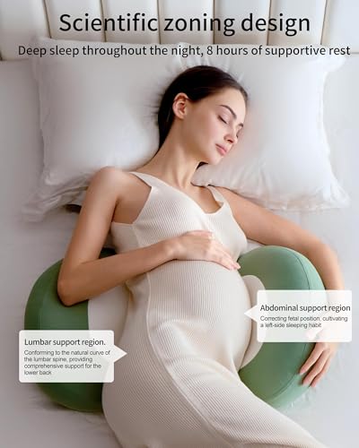 pobopobo Maternity Pillow for Pregnant Women - Pregnancy Pillow for Comfort & Support, Perfect for Side Sleeping, Back Pain Relief, Soft Maternity Pillows for Women
