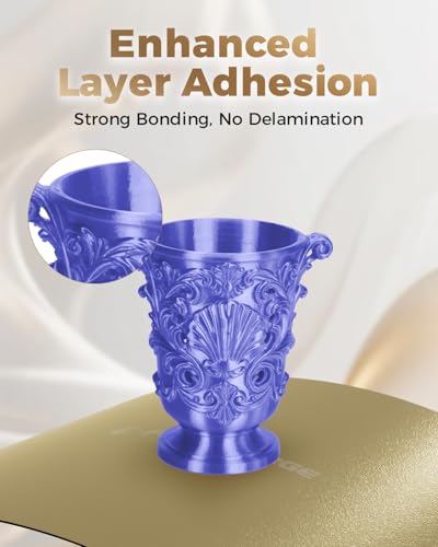 Image of VOXELAB Silk+ PLA Filament 1.75mm, Shiny Chrome-Like Finish with Enhanced Layer Adhesion, 1kg (2.2lbs) for Most FDM 3D Printers, Smooth & Flawless Printing(Violet)