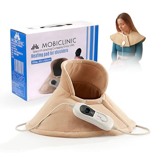 Mobiclinic, Almohadilla cervical, Eléctrica, 3 rangos de temperatura, Apagado automático, Muy bajo consumo, 100w, Marca española, Protección por sobrecalentamiento, Lavable, Para cuello, 62x60cm