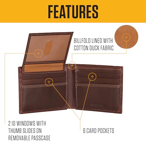 Image of Carhartt Men's Leather Triple Stitch Wallet, Durable Full-Grain Leather Bifold, Trifold & Rodeo Styles, Gifts for Men