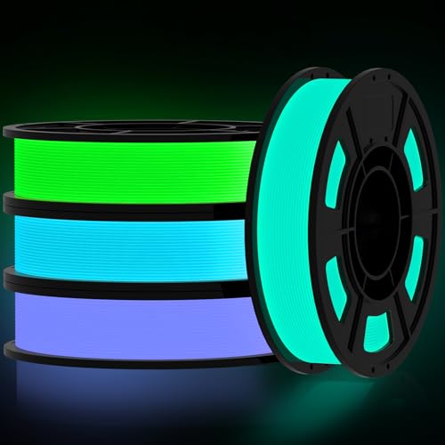 Image of PLA Glow in The Dark Filament Bundle | 4-Pack(250g per Spool, 1Kg Total) | Night Light Fluorescent Filament(Blue, Green, Purple, Teal),Amoybaby Halloween Color 3D Printer Filament Fit FDM 3D Printers