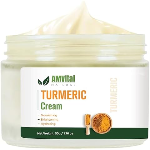 AMVital Turmeric Cream - A Natural Turmeric Moisturizer Cream for Soothing and Hydrating Face and Neck - Handmade Natural Cream for Body - Suitable for All Skin Types Cover