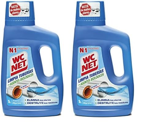 ¿Tuberías lentas? Wc Net Limpia Tuberías con agentes biológicos es la solución. Eficaz con restos de jabón y grasas. 950 + 50 ml gratis (Paquete de 2)
