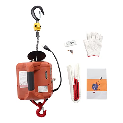 Remote Control Electric Hoist Lifting Winch 110V 1500W Portable Wireless Electric Winch Crane 1100lbs Lift Capacity & 25ft Max Lifting Height for Home, Garage, Warehouse, Factory