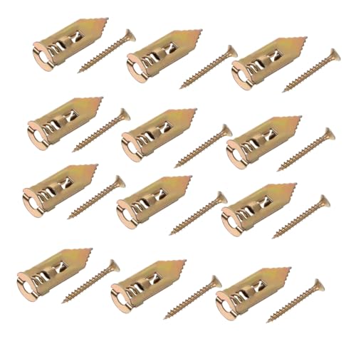 HAWILLOSCH Golden Plasterboard Anchors Kit Wall Anchor Screws Sturdy Construction