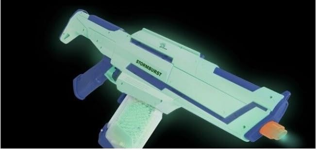 Gelbee Storm Burst Glow Blaster glowing in the dark