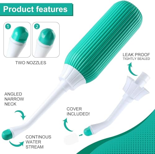 Image of UCRAVO 500ML Plastic Retractable Handheld Bidet Portable Antislip Angled Nozzle Spray Easy to use with Travel Bag Green Bottle for Toilet Jet Personal Hygiene Care Water Spray Bidet Multipurpose
