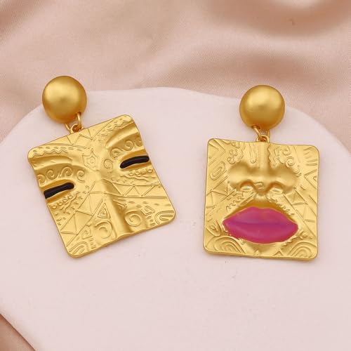 Abstract Unique Human Face Earrings for Women Asymmetrical Woman Face Dangle Earrings Vintage Lips Chic Earrings Art Jewelry4