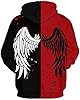 OLIPHEE Mens Hoodies Full 3D Printed Graphic Sweatshirt Athletic Breathable Fashion Pullover with Pockets Black Red CB L/XL #1