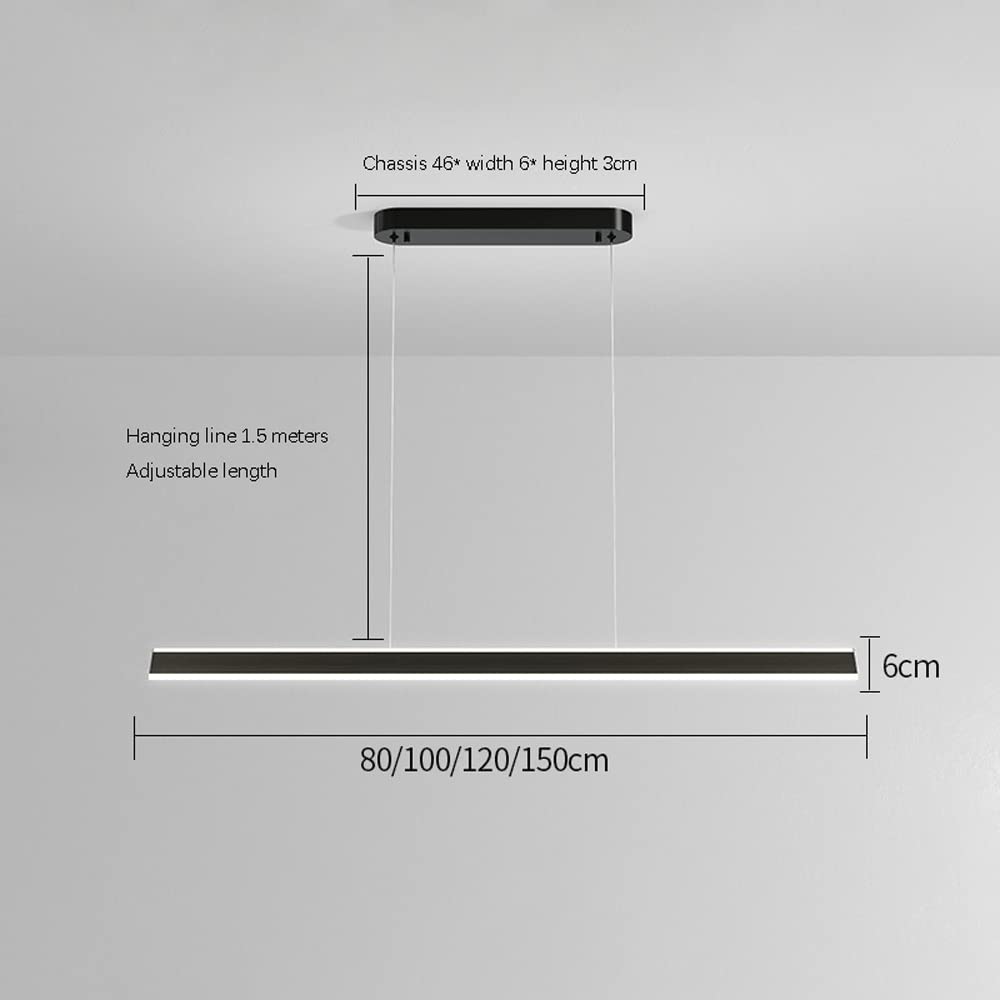 Lampadari a sospensione lineari Lampadario a LED, Lampada a sospensione moderna a striscia lunga Lampada da tavolo da pranzo in alluminio, Lampade a soffitto minimaliste per cucina da ufficio Isola