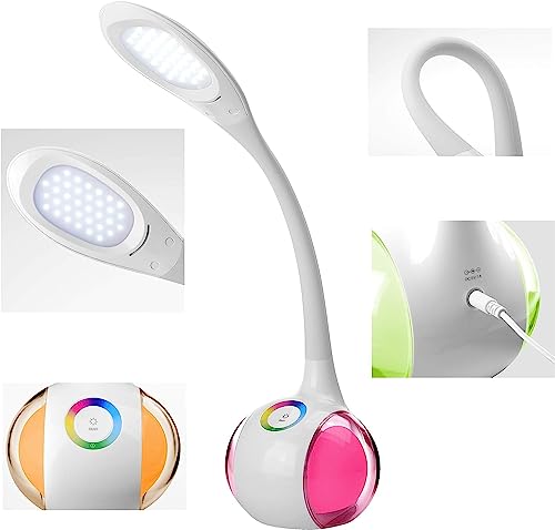 Image of LED Night Light Desk Lamp Eye Protection Flexible Bedside Table Reading Desk Light with USB Charging Multi-Function Socket (Multi-Function Desk Lamp)