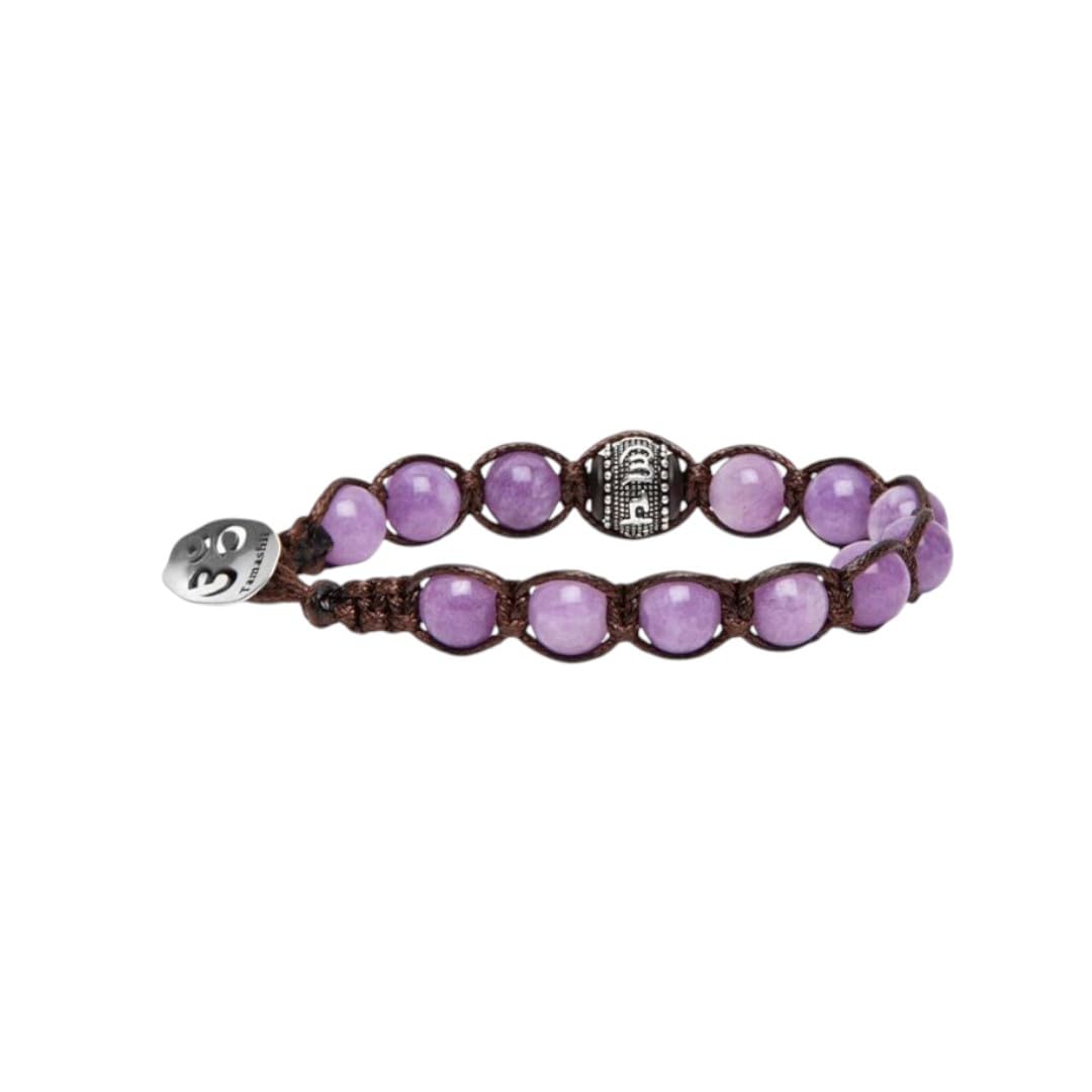 Bracciale Tamashii Originale Tibetano BHS1100-201 in Giada Lavanda Naturale con Ruota della Preghiera in Argento 925 – Unisex, Regolabile, Gioiello per Serenità e Spiritualità