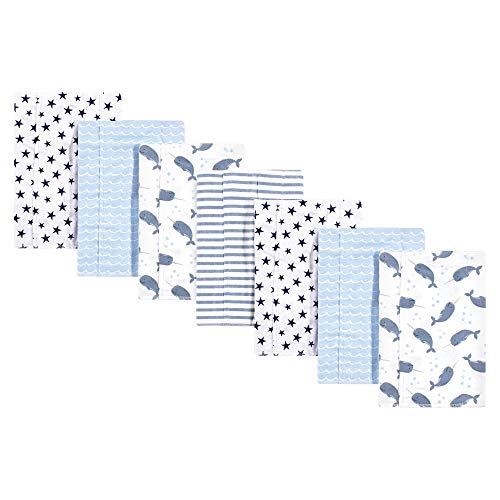 Image of Hudson Baby Unisex Baby Cotton Flannel Burp Cloths, Narwhal, One Size