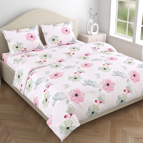 Image of Haus & Kinder Bedsheet King Size 300 TC Tencel King Size Bedsheet Cotton, Flat Bedsheet for Kind Size Bed Silky-Soft (108x108 Inches) - Roseria Luxe