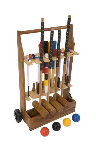 Übergames Extrem hochwertiges Pro Croquet / Krocket Set für Fortgeschrittene ECO Hartholz Pro Krocket Set - 4 Pers. mit Trolley Cover