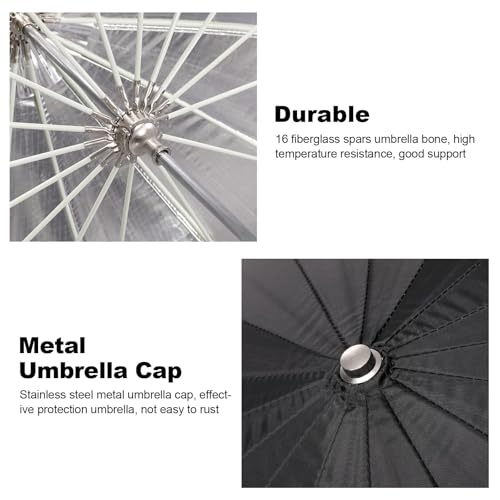 Image of Godox UB-130S 51.2 inch 130cm Parabolic Deep Reflective Umbrella Silver Inner Photography Studio Soft Light Umbrella with Withe Diffuser Cover for Video Studio Shooting (130Silver)