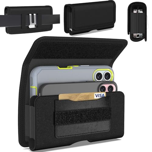 CoverON Holster Dual Cellphone Holder for Samsung Galaxy S10+ S10 Lite/Note 20 Ultra/Note 10+ 9 8 7 5/XCover Pro FieldPro J7 F56 Holds 2X Phone Case Belt Clip Nylon Pouch (Fit Otterbox/Any Case)