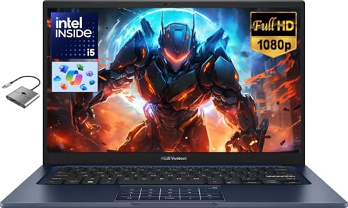 ASUS Vivobook 14' FHD Laptop for Student Business Home School, Intel Core i5 (Beat i7-1250U) - 16GB RAM 512GB SSD, Private Webcam Windows 11 w/Accessory