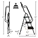 FOOWIN Step Ladder, 3 Step Folding Ladder with Handrails, Portable Steel Step Stool 330lbs Wide Pedal Ladder Non-Slip Step Ladders for Home Office Kitchen with Detachable Tool Bag (3 Step)
