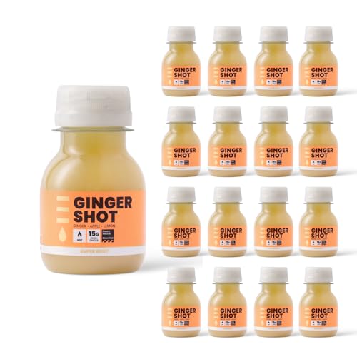 PRESS Healthfoods Ginger Shots - 18-Pack Immune Boosting Natural Energy Drink with 100% Natural Ingredients, Fresh Ginger, Lemon, Apple & Cayenne, Boost Immune System Health