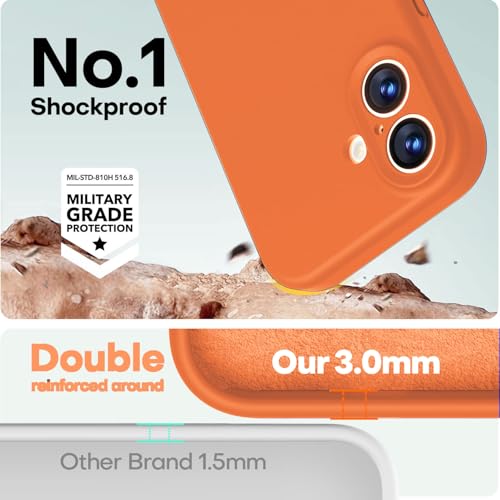 Image of LOVE 3000 Designed for iPhone 17 Case, Premium Silicone [Compatible with Magsafe][Soft Anti-Scratch Microfiber Lining] Shockproof Protective Phone Case for Men Women 6.3 inch, Bright Orange