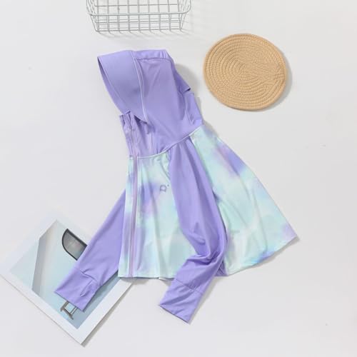 Kids UPF50+ Sun Protection Hoodies Color Block Loose Raglan Long Sleeve Zip-Up Cooling Ice Silk Sun Shirts for 2-14 Years2