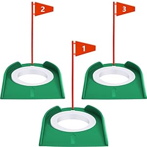 Sotiff 3 Pcs Golf Putting Cup Golf Hole Training Aids Putters with Plastic Flag for Adult Office Garage Yard Indoor Outdoor Practice