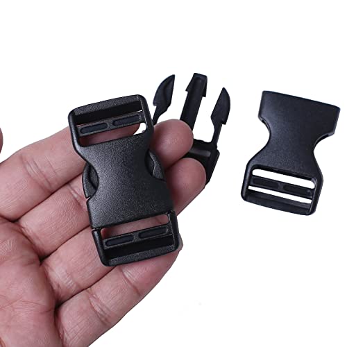 J.carp 4 Pack 3/4" Wide Quick Side Release Buckles, Dual Adjustable No Sewing Slide Clips Snaps, Heavy Duty Plastic Replacement For Nylon Strap Backpack Nylon Webbing Belt Fanny Pack Pet Dog Collars #TOP27