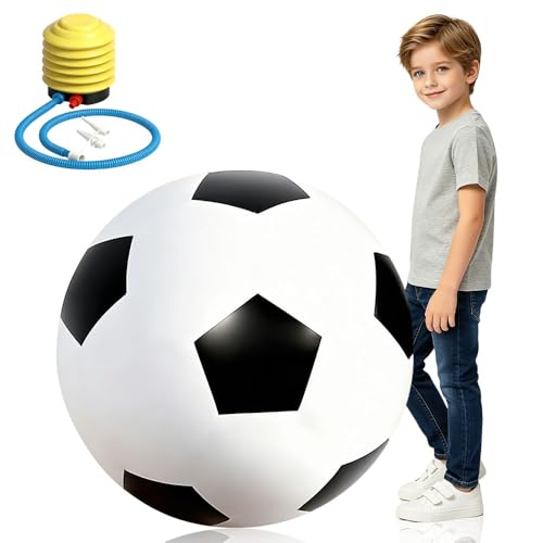 LYPPUL Ballon De Football XXL, 100 Cm De Diamètre, Ballon en Caoutchouc avec Pompe À Air, Ballon Gonflable Coloris Noir Et Blanc, Idéal pour Taper Dedans,...