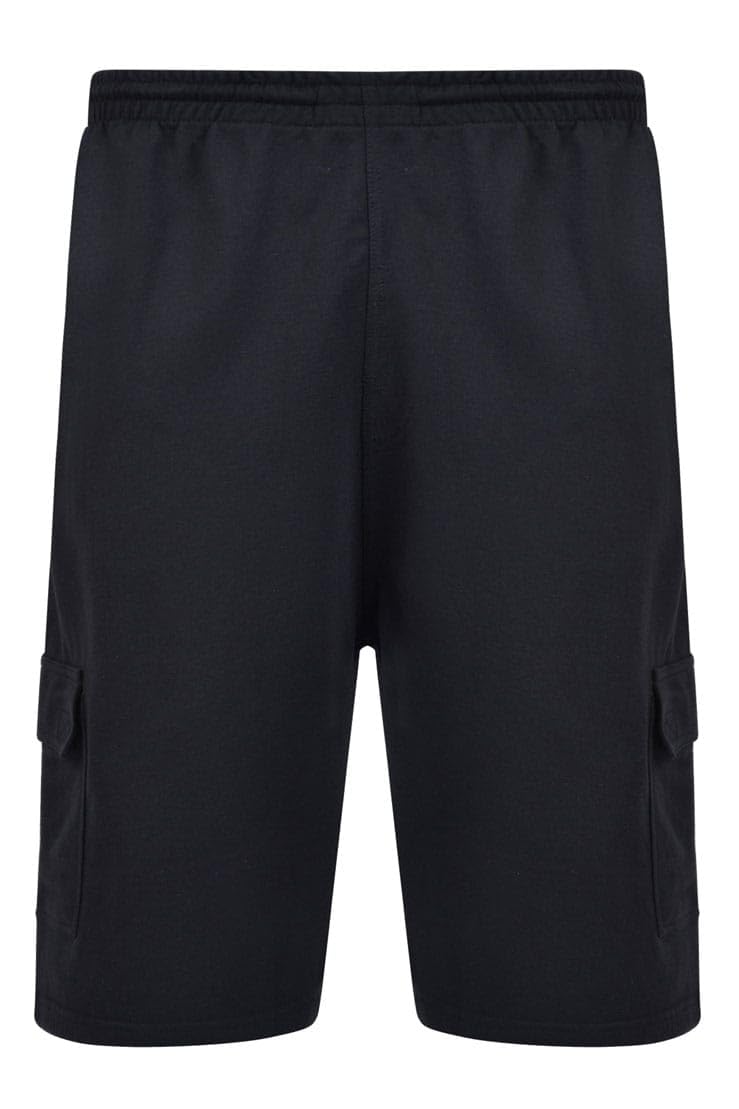Kam Men's Black Jeanswear Big Size Cotton Terry Jersey Cargo Shorts (300) In In 5XL