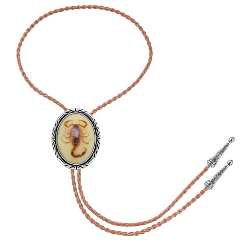 Image of Jeilwiy Bolo Tie for Men Western Cowboy Tie Necklace Gold Bolo Tie Leather Necktie Halloween Tie Accessories for Women