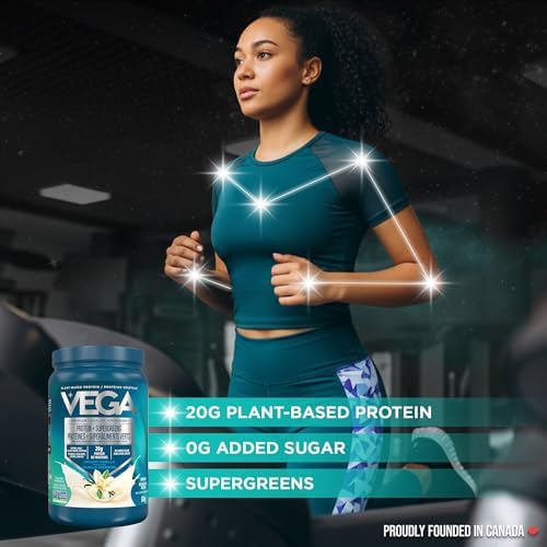 Vega Protein + Supergreens Vegan Plant Based Protein Powder β 20g Organic Pea Protein, Dairy-free, Healthy Breakfast Shake β Vanilla, 21 Servings, 614 grams (Pack of 1) - 4