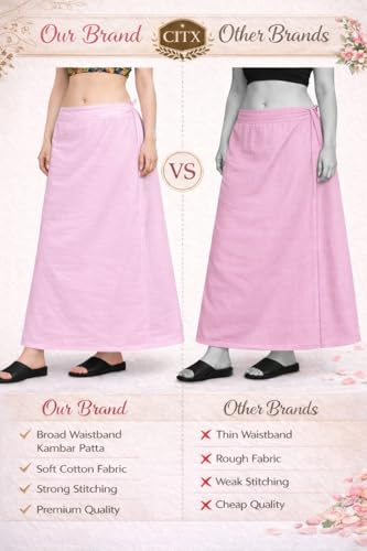Image of CITIX Pure Cotton Petticoat for Woman Saree | Adujastable Drawstring Waist