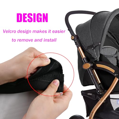 Image of Universal 18.9 Inch Handle Sleeve Cover for Baby Stroller, Universal Stroller Handle Cover, Stroller Handlebar Cover Infant Toddler Pram Bar Dust Proof Handle, Black