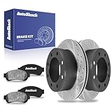 AutoShack Rear Drilled & Slotted Brake Rotors Ceramic Brake Pads | Replacement for 2005-2012 Ford F-350 Super Duty 2008-2012 F-250 Super Duty 4WD RWD | E-Coated | 6-PC Brake Kit | ShadowGuard
