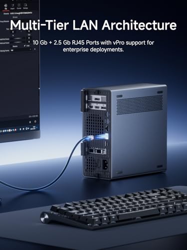 Image of MINISFORUM Mini Workstation MS-02 Core Ultra 9 285HX Without Storage /OS Mini PC, 4X DDR5 Slot, 4X SSD Slot, HDMI+USB4+2xUSB4 V2 Video Output, 2X 25G SFP+, 1x10G RJ45, 1x 2.5G RJ45, WiFi7 Computer